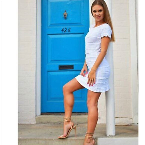 BCBGMaxAzria Libby Jacquard White Mini Kinit Dress - Picture 2 of 4